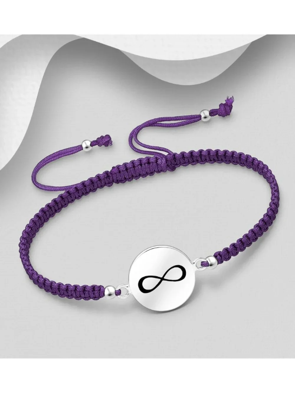 925 Sterling Silver Infinity with Adjustable Thread Bracelet